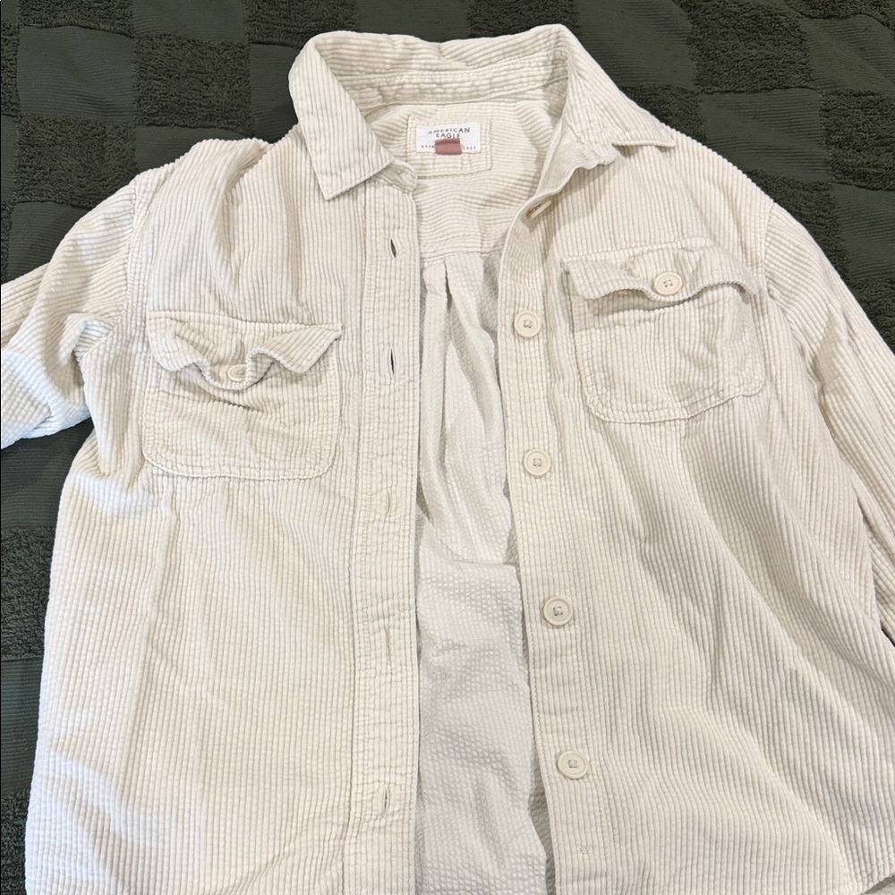 American Eagle Outfitters Off-White Oversized Button Down Shirt
